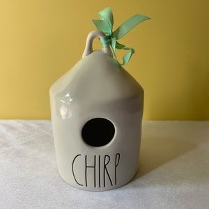 Rae Dunn Chirp Round Birdhouse Green Ribbon